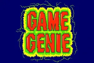 Game Genie logo for Nintendo NES cheat cartridge with electric green border